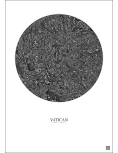 Affiche Vatican – Poster vue satellite 20km N&B | Gravura – Fond clair 2