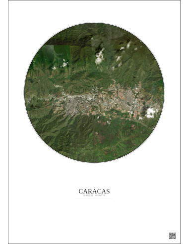 Affiche Caracas – Poster vue satellite 10km Couleur | Gravura – Fond clair