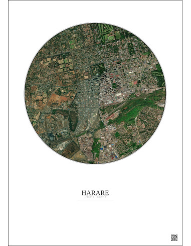 Harare Satellite View Poster 2.5km Color | Gravura – Light background