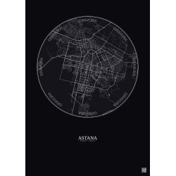 Affiche Astana – Poster carte de ville 10km | Gravura – Fond foncé