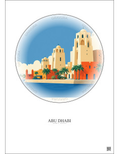Affiche Abu Dhabi – Poster illustration vintage – Abu Dhabi | Gravura – Fond clair 2
