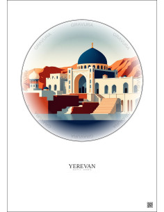 Affiche Yerevan – Poster illustration vintage – Blue Mosque | Gravura – Fond clair 2