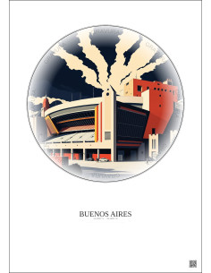Buenos Aires Vintage Travel Poster – Mas Monumental Stadium | Gravura – Light background 2