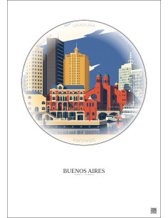 Buenos Aires Vintage Travel Poster – Puerto Madero | Gravura – Light background 2