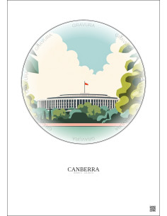 Canberra Vintage Travel Poster – Parliament House | Gravura – Light background 2