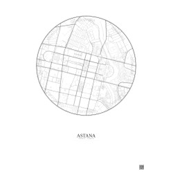 Affiche Astana – Poster carte de ville 2.5km | Gravura – Fond clair