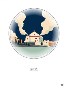 Affiche Sofia – Poster illustration vintage – Boyana Church | Gravura – Fond clair 2