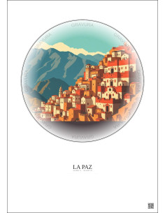 Affiche La Paz – Poster illustration vintage – La Paz | Gravura – Fond clair 2