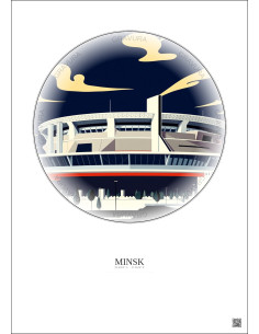 Affiche Minsk – Poster illustration vintage – Minsk Arena | Gravura – Fond clair 2