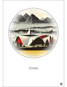 Ottawa Vintage Travel Poster – Canadian Tire Centre | Gravura – Light background 2