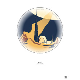 Affiche Dubai – Poster illustration vintage – Burj Khalifa | Gravura – Fond clair