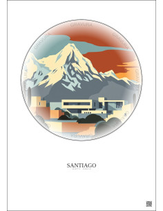 Affiche Santiago – Poster illustration vintage – Chilean Museum Of Pre Columbian Art | Gravura – Fond clair 2