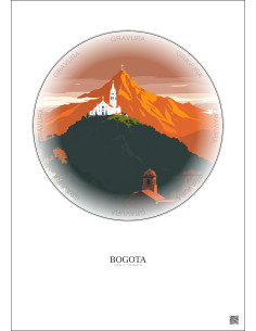 Affiche Bogota – Poster illustration vintage – Most Iconic Landmark Of Bogota | Gravura – Fond clair 2