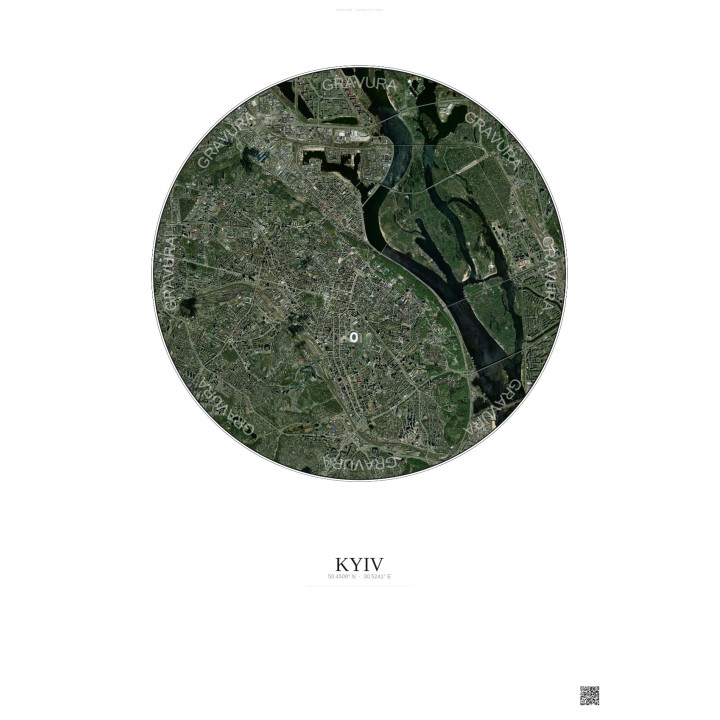 Affiche Kyiv – Poster vue satellite 6km Couleur | Gravura – Fond clair
