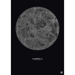 Affiche Kampala – Poster vue satellite 6km N&B | Gravura – Fond foncé
