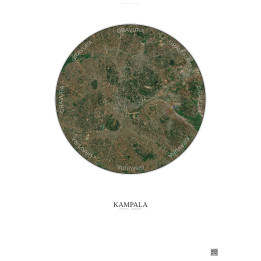 Affiche Kampala – Poster vue satellite 6km Couleur | Gravura – Fond clair