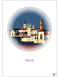 Prague Vintage Travel Poster – Famous Viewpoint Of Prague | Gravura – Light background 2