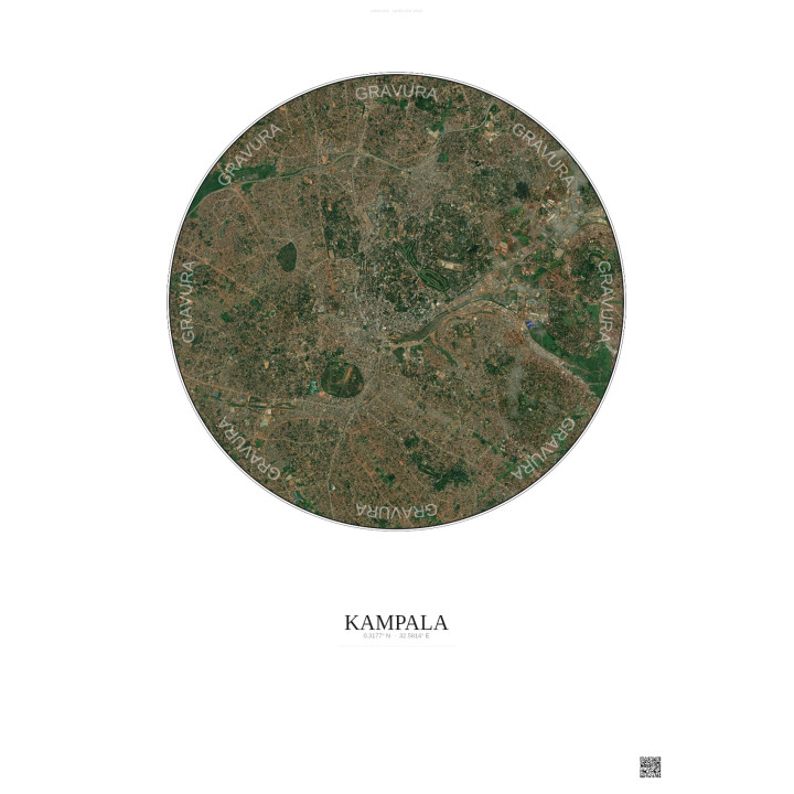 Affiche Kampala – Poster vue satellite 6km Couleur | Gravura – Fond clair