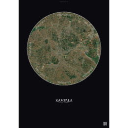 Affiche Kampala – Poster vue satellite 6km Couleur | Gravura – Fond foncé