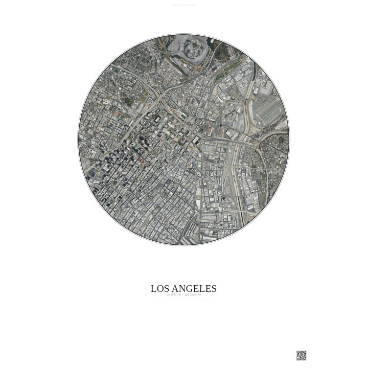 Affiche Los Angeles – Poster vue satellite 2.5km Couleur | Gravura – Fond clair