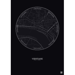 Affiche Vientiane – Poster carte de ville 2.5km | Gravura – Fond foncé