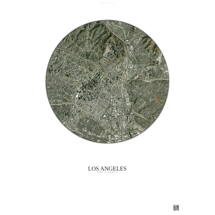 Los Angeles Satellite View Poster 5km Color | Gravura – Light background