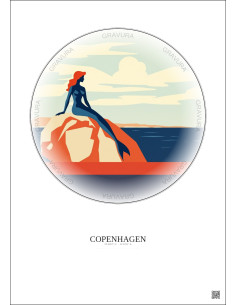Copenhagen Vintage Travel Poster – Most Iconic Landmark Of Copenhagen | Gravura – Light background 2