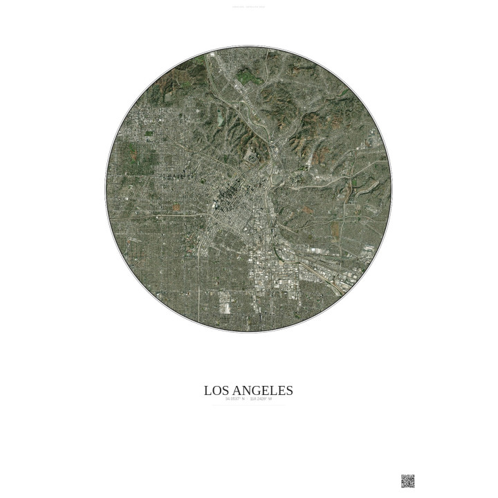 Los Angeles Satellite View Poster 10km Color | Gravura – Light background