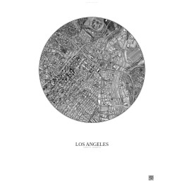 Affiche Los Angeles – Poster vue satellite 2.5km N&B | Gravura – Fond clair