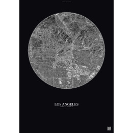Los Angeles Satellite View Poster 10km B&W | Gravura – Dark background