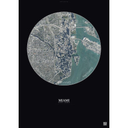 Miami Satellite View Poster 2.5km Color | Gravura – Dark background
