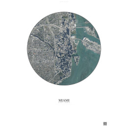 Miami Satellite View Poster 2.5km Color | Gravura – Light background