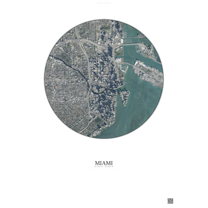 Miami Satellite View Poster 2.5km Color | Gravura – Light background