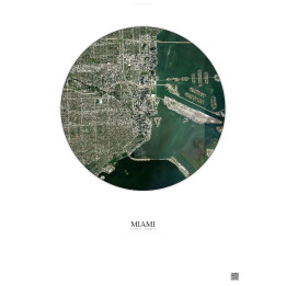 Affiche Miami – Poster vue satellite 5km Couleur | Gravura – Fond clair