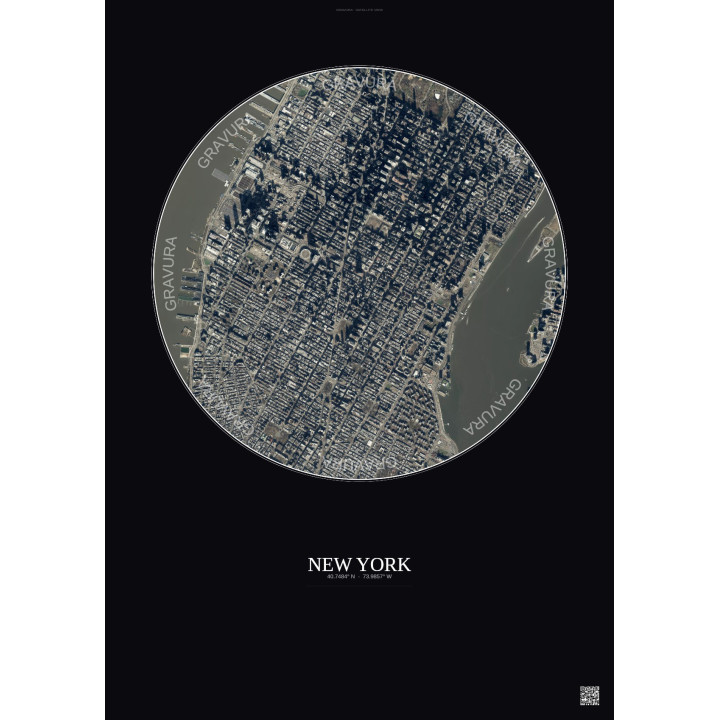New York Satellite View Poster 2.5km Color | Gravura – Dark background