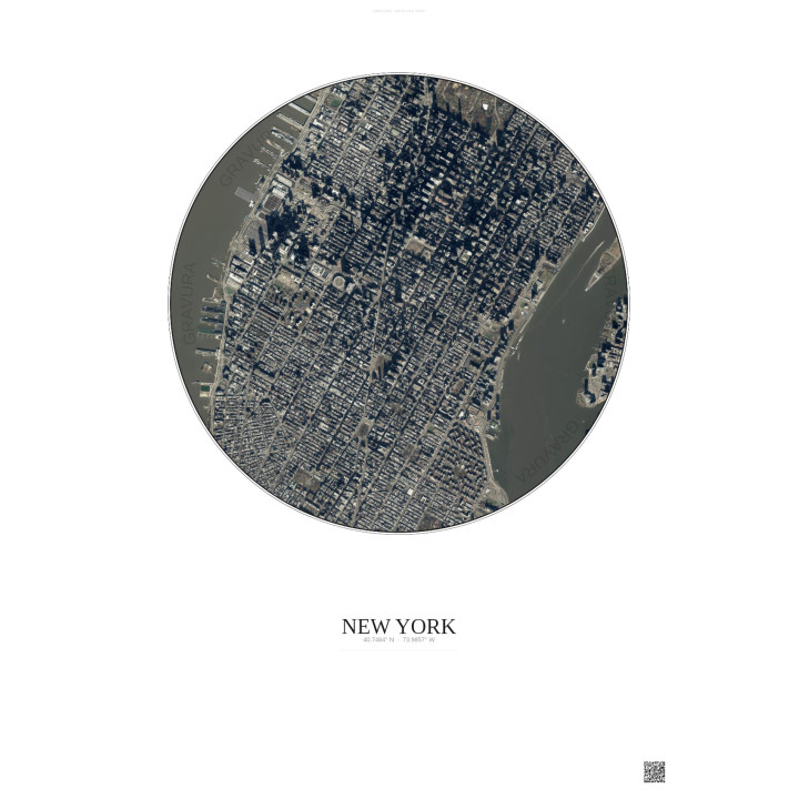New York Satellite View Poster 2.5km Color | Gravura – Light background