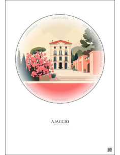 Affiche Ajaccio – Poster illustration vintage – Musee De La Maison Bonaparte | Gravura – Fond clair 2