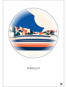 Affiche Bordeaux – Poster illustration vintage – Stade Atlantique | Gravura – Fond clair 2