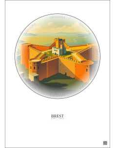 Affiche Brest – Poster illustration vintage – Brest Fortress | Gravura – Fond clair 2