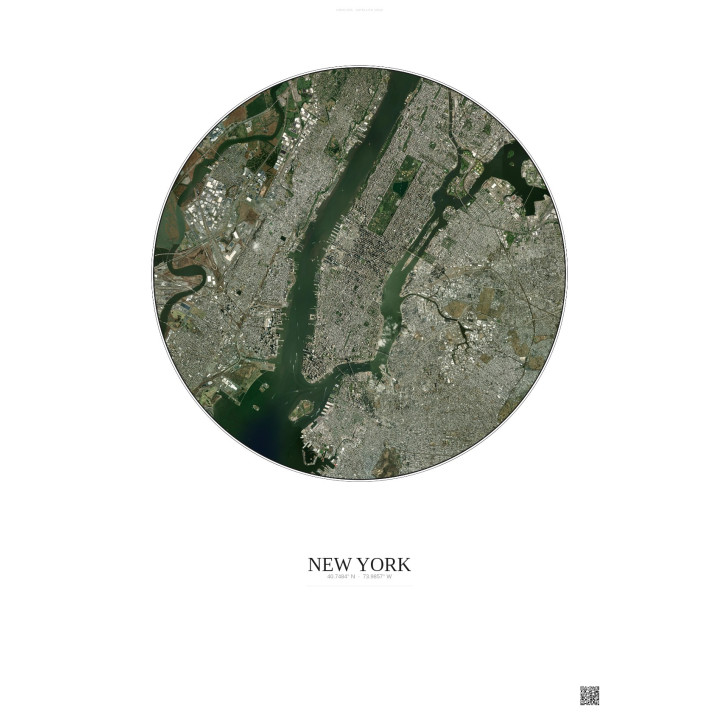 New York Satellite View Poster 10km Color | Gravura – Light background