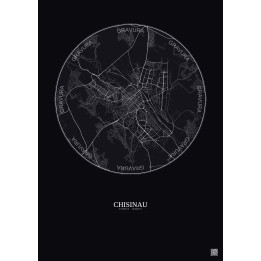 Affiche Chisinau – Poster carte de ville 10km | Gravura – Fond foncé