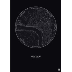 Affiche Vientiane – Poster carte de ville 6km | Gravura – Fond foncé