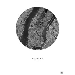 New York Satellite View Poster 5km B&W | Gravura – Light background