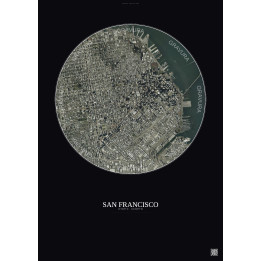 San Francisco Satellite View Poster 2.5km Color | Gravura – Dark background