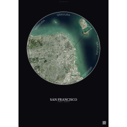 San Francisco Satellite View Poster 6km Color | Gravura – Dark background