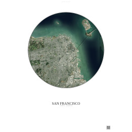 San Francisco Satellite View Poster 6km Color | Gravura – Light background
