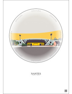Affiche Nantes – Poster illustration vintage – Stade De La Beaujoire | Gravura – Fond clair 2