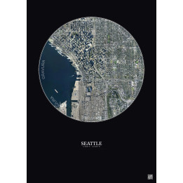 Seattle Satellite View Poster 2.5km Color | Gravura – Dark background
