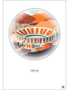 Affiche Tbilisi – Poster illustration vintage – Dinamo Arena | Gravura – Fond clair 2
