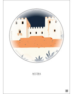 Accra Vintage Travel Poster – Fort James | Gravura – Light background 2
